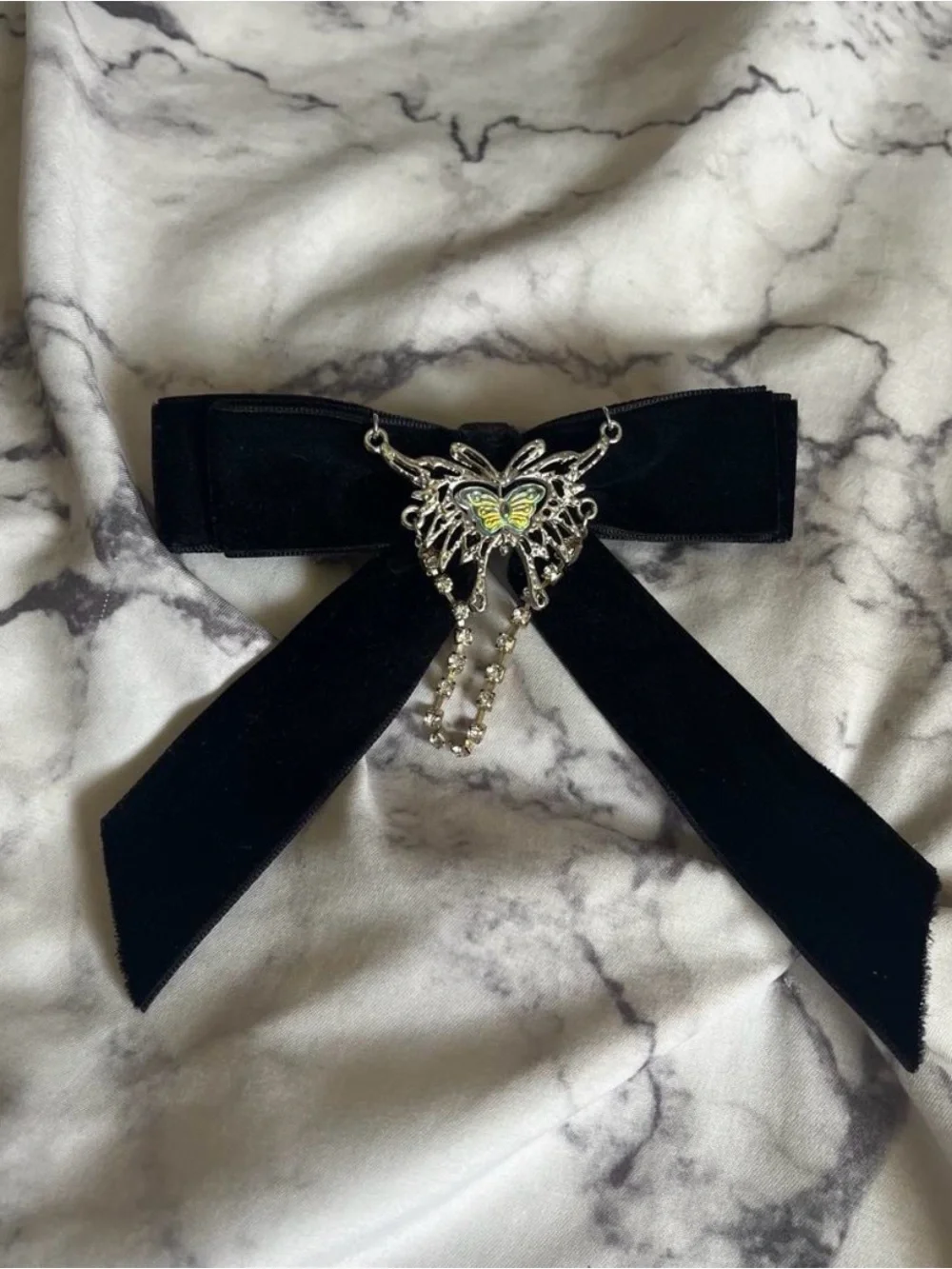 Black Velvet Butterfly Bow Hair Clip